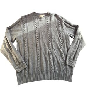 Turnbury Mens Gray Merino‎ Wool Cashmere Cable Knit Sweater Size L Soft Luxury